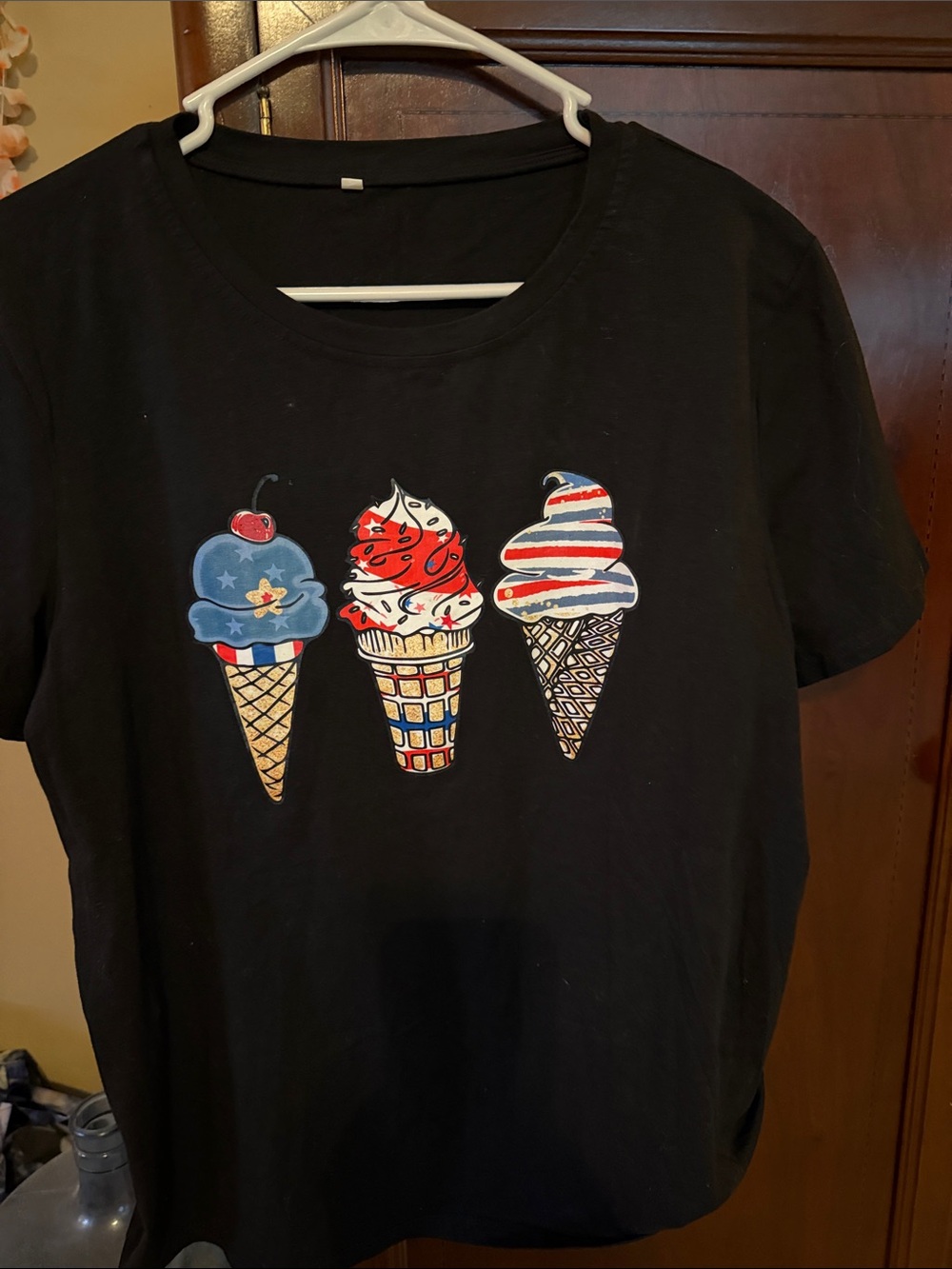 Women’s Black Patriotic Ice Cream Graphic Tee